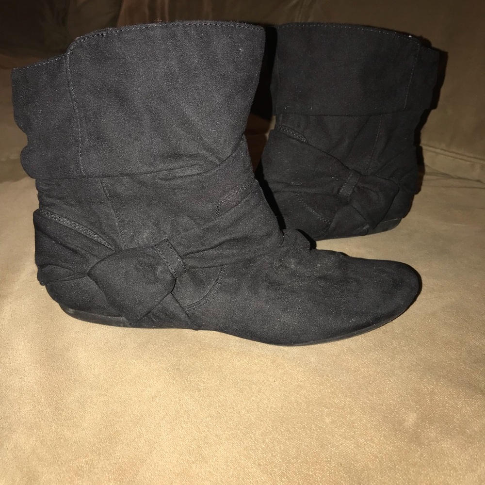 Black flat ankle boots